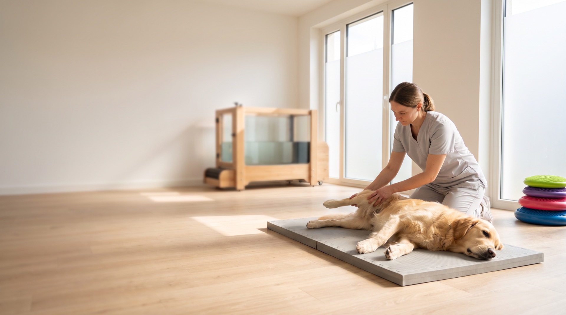 Hundephysiotherapie bei K9 Switzerland Basel, Petra Morel in der Behandlung